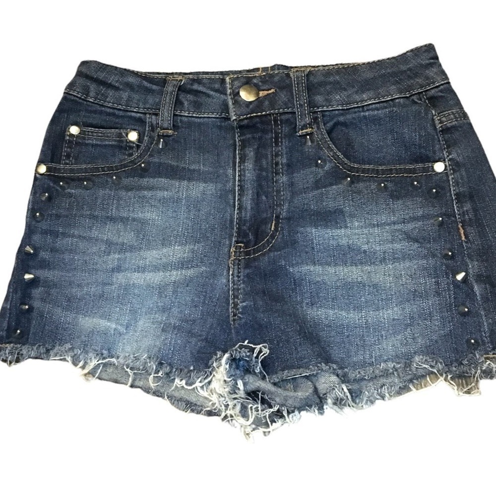 Forever21 Dark Wash High Rise Studded Denim Shorts Women’s Size 24 v6x